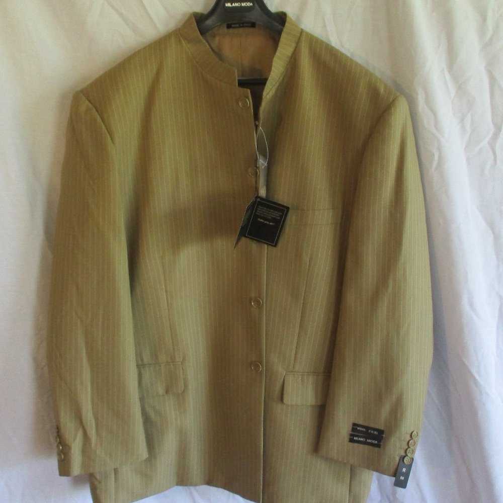 Trim Collar Pinstriped suit coat
